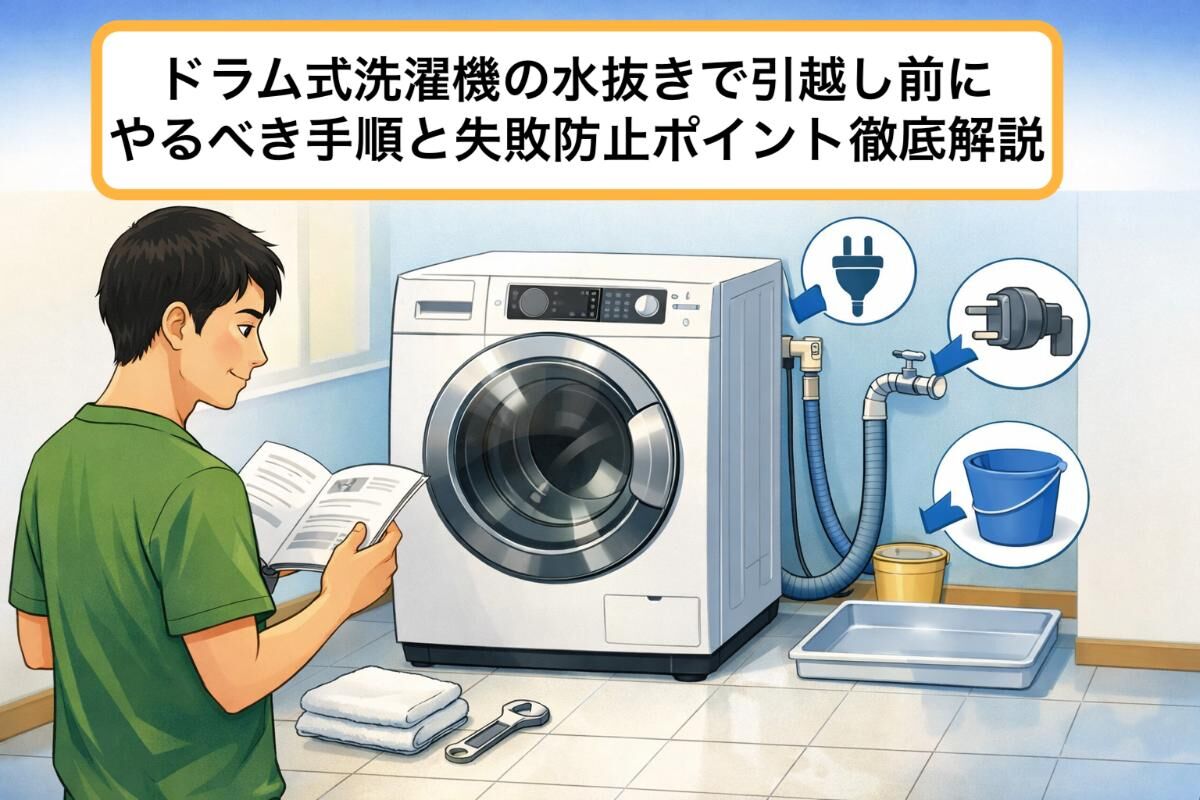 ドラム式洗濯機の水抜きで引越し前にやるべき手順と失敗防止ポイント