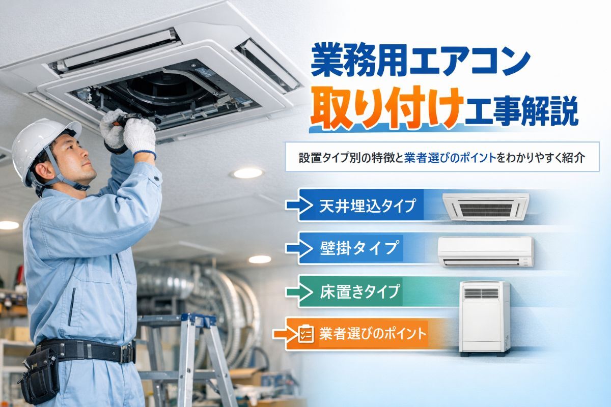 業務用エアコンの取り付け工事の流れを徹底解説｜設置タイプ別の特徴と 